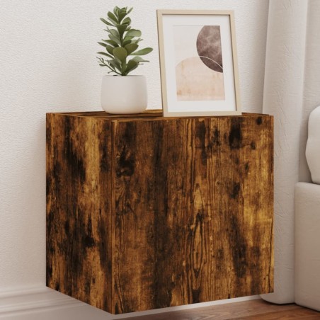 vidaXL TV-Wandschrank mit LED-Leuchten Räuchereiche 40,5x35x40 cm