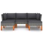5-tlg. Garten-Lounge-Set mit Kissen Poly Rattan Grau 5-tlg. Garten-Lounge-Set mit Kissen Poly Rattan Grau