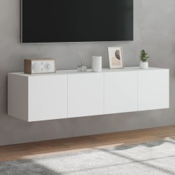 vidaXL TV-Wandschränke mit LED-Leuchten 2 Stk. Weiß 60x35x31 cm