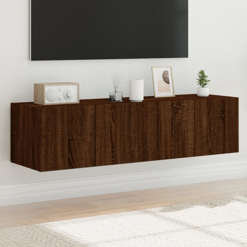 vidaXL TV-Wandschränke mit LED-Leuchten 2 Stk. Braun Eichen-Optik vidaXL TV-Wandschränke mit LED-Leuchten 2 Stk. Braun Eichen-Optik