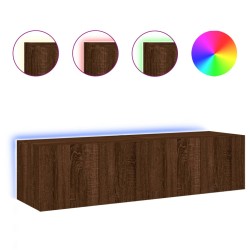 vidaXL TV-Wandschränke mit LED-Leuchten 2 Stk. Braun Eichen-Optik