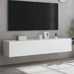vidaXL TV-Wandschränke mit LED-Leuchten 2 Stk. Weiß 80x35x31 cm