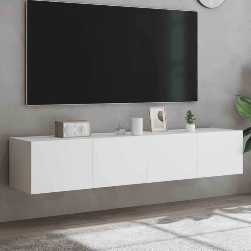 vidaXL TV-Wandschränke mit LED-Leuchten 2 Stk. Weiß 80x35x31 cm vidaXL TV-Wandschränke mit LED-Leuchten 2 Stk. Weiß 80x35x31 cm