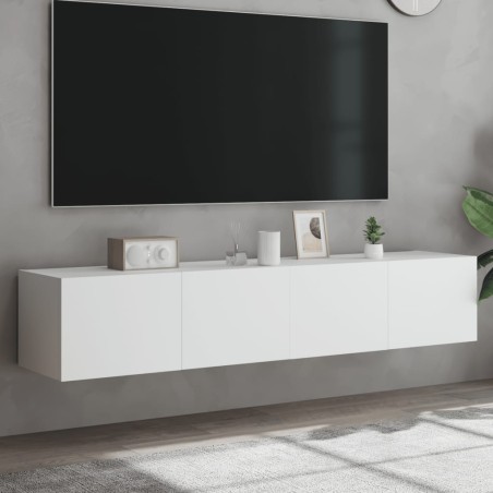 vidaXL TV-Wandschränke mit LED-Leuchten 2 Stk. Weiß 80x35x31 cm