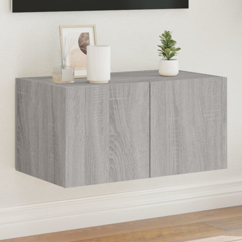 vidaXL TV-Wandschrank mit LED-Leuchten Grau Sonoma 60x35x31 cm vidaXL TV-Wandschrank mit LED-Leuchten Grau Sonoma 60x35x31 cm