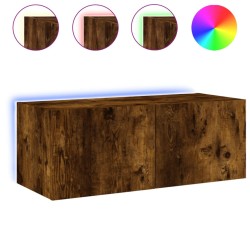 vidaXL TV-Wandschrank mit LED-Leuchten Räuchereiche 80x35x31 cm