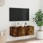 vidaXL TV-Wandschrank mit LED-Leuchten Räuchereiche 80x35x31 cm vidaXL TV-Wandschrank mit LED-Leuchten Räuchereiche 80x35x31 cm