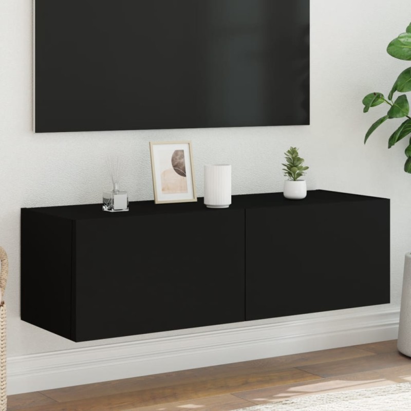 vidaXL TV-Wandschrank mit LED-Leuchten Schwarz 100x35x31 cm vidaXL TV-Wandschrank mit LED-Leuchten Schwarz 100x35x31 cm