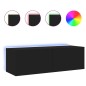 vidaXL TV-Wandschrank mit LED-Leuchten Schwarz 100x35x31 cm vidaXL TV-Wandschrank mit LED-Leuchten Schwarz 100x35x31 cm