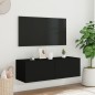 vidaXL TV-Wandschrank mit LED-Leuchten Schwarz 100x35x31 cm vidaXL TV-Wandschrank mit LED-Leuchten Schwarz 100x35x31 cm