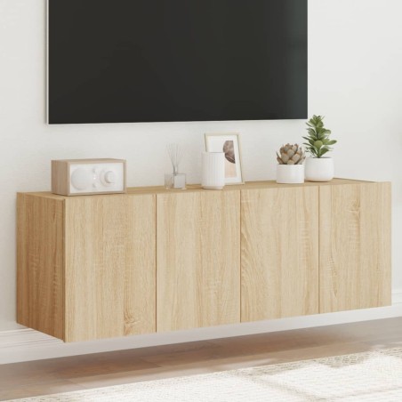 vidaXL TV-Wandschränke mit LED-Leuchten 2 Stk. Sonoma-Eiche 60x35x41cm