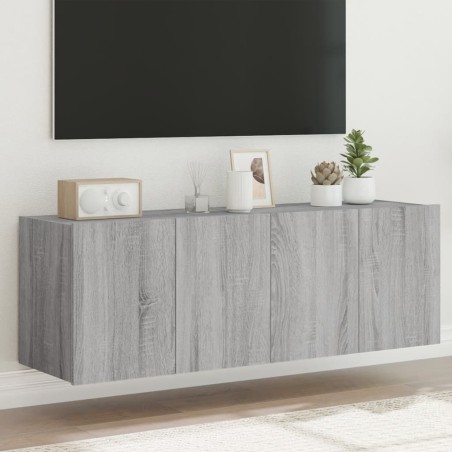 vidaXL TV-Wandschränke mit LED-Leuchten 2 Stk. Grau Sonoma 60x35x41 cm