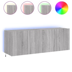 vidaXL TV-Wandschränke mit LED-Leuchten 2 Stk. Grau Sonoma 60x35x41 cm