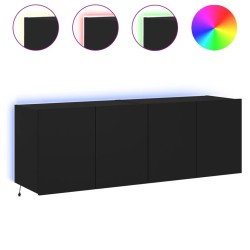 vidaXL TV-Wandschränke mit LED-Leuchten 2 Stk. Schwarz 60x35x41 cm 