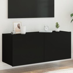 vidaXL TV-Wandschrank mit LED-Leuchten Schwarz 100x35x41 cm