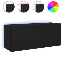vidaXL TV-Wandschrank mit LED-Leuchten Schwarz 100x35x41 cm