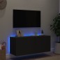vidaXL TV-Wandschrank mit LED-Leuchten Schwarz 100x35x41 cm vidaXL TV-Wandschrank mit LED-Leuchten Schwarz 100x35x41 cm