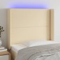 vidaXL LED Kopfteil Creme 93x16x118/128 cm Stoff vidaXL LED Kopfteil Creme 93x16x118/128 cm Stoff