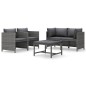 5-tlg. Garten-Lounge-Set mit Kissen Poly Rattan Grau 5-tlg. Garten-Lounge-Set mit Kissen Poly Rattan Grau