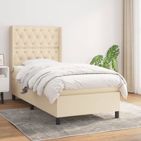 vidaXL Boxspringbett mit Matratze Creme 80x200 cm Stoff