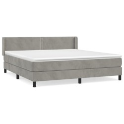 vidaXL Boxspringbett mit Matratze Hellgrau 160x200 cm Samt