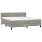 vidaXL Boxspringbett mit Matratze Hellgrau 160x200 cm Samt vidaXL Boxspringbett mit Matratze Hellgrau 160x200 cm Samt
