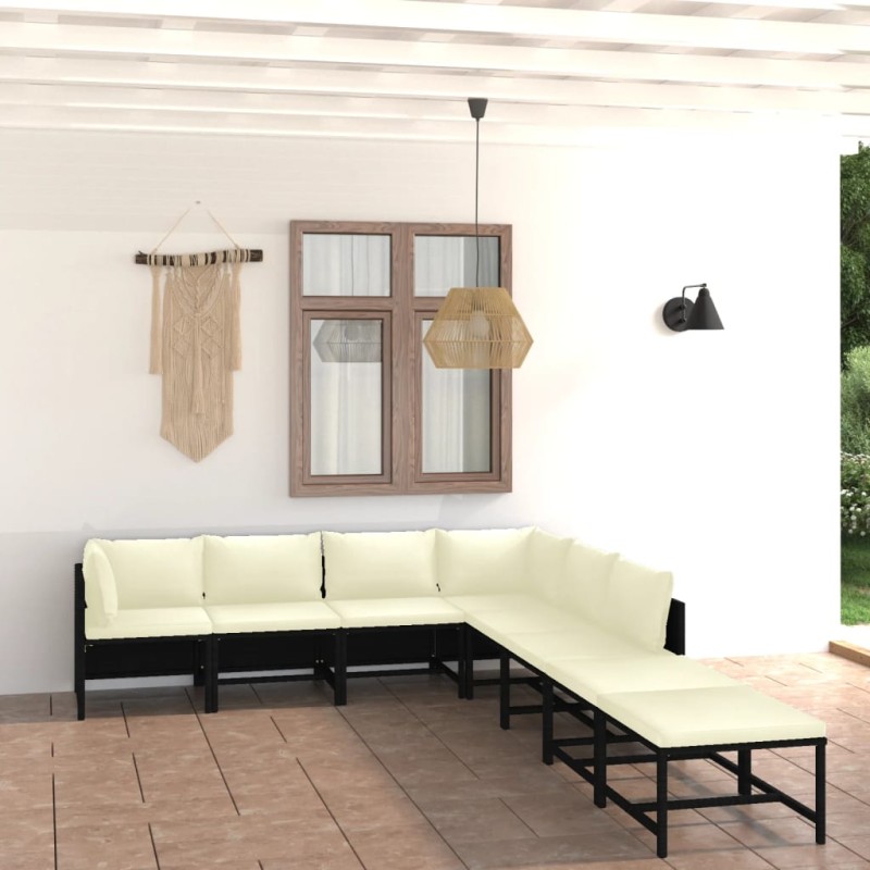 vidaXL 8-tlg. Garten-Lounge-Set mit Kissen Poly Rattan Schwarz vidaXL 8-tlg. Garten-Lounge-Set mit Kissen Poly Rattan Schwarz