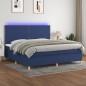 vidaXL Boxspringbett mit Matratze & LED Blau 200x200 cm Stoff vidaXL Boxspringbett mit Matratze & LED Blau 200x200 cm Stoff