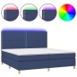 vidaXL Boxspringbett mit Matratze & LED Blau 200x200 cm Stoff vidaXL Boxspringbett mit Matratze & LED Blau 200x200 cm Stoff