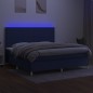 vidaXL Boxspringbett mit Matratze & LED Blau 200x200 cm Stoff vidaXL Boxspringbett mit Matratze & LED Blau 200x200 cm Stoff