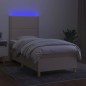 vidaXL Boxspringbett mit Matratze & LED Creme 90x200 cm Stoff vidaXL Boxspringbett mit Matratze & LED Creme 90x200 cm Stoff