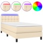 vidaXL Boxspringbett mit Matratze & LED Creme 80x200 cm Stoff vidaXL Boxspringbett mit Matratze & LED Creme 80x200 cm Stoff