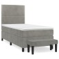 vidaXL Boxspringbett mit Matratze Hellgrau 80x200 cm Samt vidaXL Boxspringbett mit Matratze Hellgrau 80x200 cm Samt