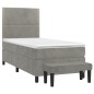 vidaXL Boxspringbett mit Matratze Hellgrau 80x200 cm Samt vidaXL Boxspringbett mit Matratze Hellgrau 80x200 cm Samt