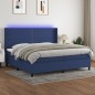 vidaXL Boxspringbett mit Matratze & LED Blau 200x200 cm Stoff vidaXL Boxspringbett mit Matratze & LED Blau 200x200 cm Stoff