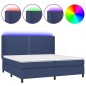 vidaXL Boxspringbett mit Matratze & LED Blau 200x200 cm Stoff vidaXL Boxspringbett mit Matratze & LED Blau 200x200 cm Stoff