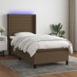 vidaXL Boxspringbett mit Matratze & LED Dunkelbraun 100x200 cm Stoff vidaXL Boxspringbett mit Matratze & LED Dunkelbraun 100x200 cm Stoff