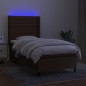 vidaXL Boxspringbett mit Matratze & LED Dunkelbraun 100x200 cm Stoff vidaXL Boxspringbett mit Matratze & LED Dunkelbraun 100x200 cm Stoff