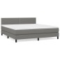 vidaXL Boxspringbett mit Matratze Dunkelgrau 160x200 cm Stoff vidaXL Boxspringbett mit Matratze Dunkelgrau 160x200 cm Stoff