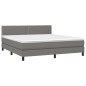vidaXL Boxspringbett mit Matratze Dunkelgrau 160x200 cm Stoff vidaXL Boxspringbett mit Matratze Dunkelgrau 160x200 cm Stoff