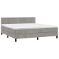 vidaXL Boxspringbett mit Matratze Hellgrau 160x200 cm Samt vidaXL Boxspringbett mit Matratze Hellgrau 160x200 cm Samt