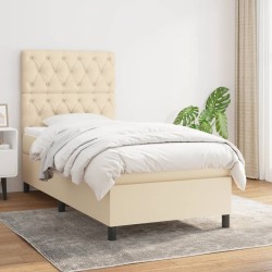 vidaXL Boxspringbett mit Matratze Creme 80x200 cm Stoff