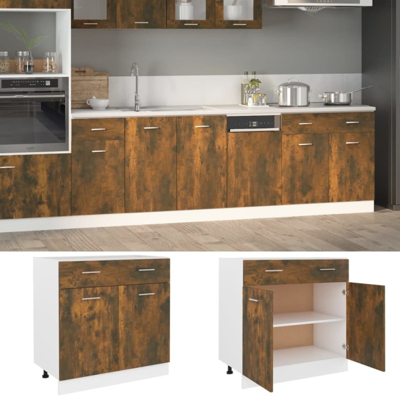 vidaXL Unterschrank mit Schublade Räuchereiche 80x46x81,5 cm vidaXL Unterschrank mit Schublade Räuchereiche 80x46x81,5 cm