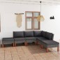 6-tlg. Garten-Lounge-Set mit Kissen Poly Rattan Grau 6-tlg. Garten-Lounge-Set mit Kissen Poly Rattan Grau