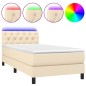 vidaXL Boxspringbett mit Matratze & LED Creme 80x200 cm Stoff vidaXL Boxspringbett mit Matratze & LED Creme 80x200 cm Stoff