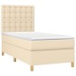 vidaXL Boxspringbett mit Matratze & LED Creme 80x200 cm Stoff vidaXL Boxspringbett mit Matratze & LED Creme 80x200 cm Stoff