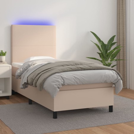 vidaXL Boxspringbett mit Matratze & LED Cappuccino-Braun 80x200cm