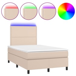 vidaXL Boxspringbett mit Matratze & LED Cappuccino-Braun 120x200cm