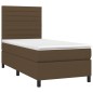 vidaXL Boxspringbett mit Matratze Dunkelbraun 100x200 cm Stoff vidaXL Boxspringbett mit Matratze Dunkelbraun 100x200 cm Stoff