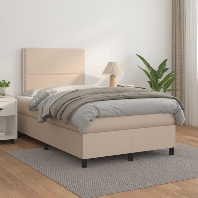 vidaXL Boxspringbett Matratze Cappuccino-Braun 120x200cm Kunstleder vidaXL Boxspringbett Matratze Cappuccino-Braun 120x200cm Kunstleder